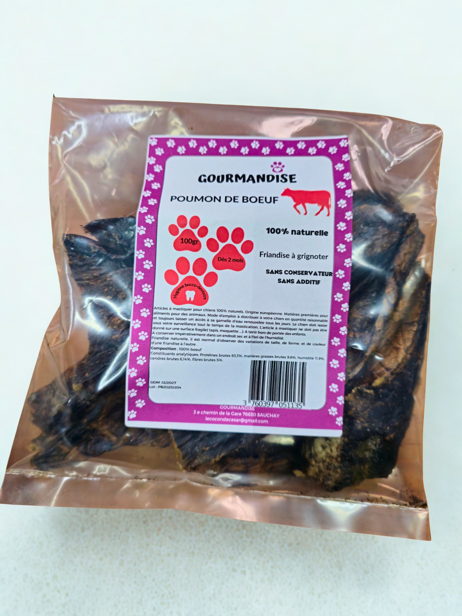 Pulmão de boi - petisco para cães