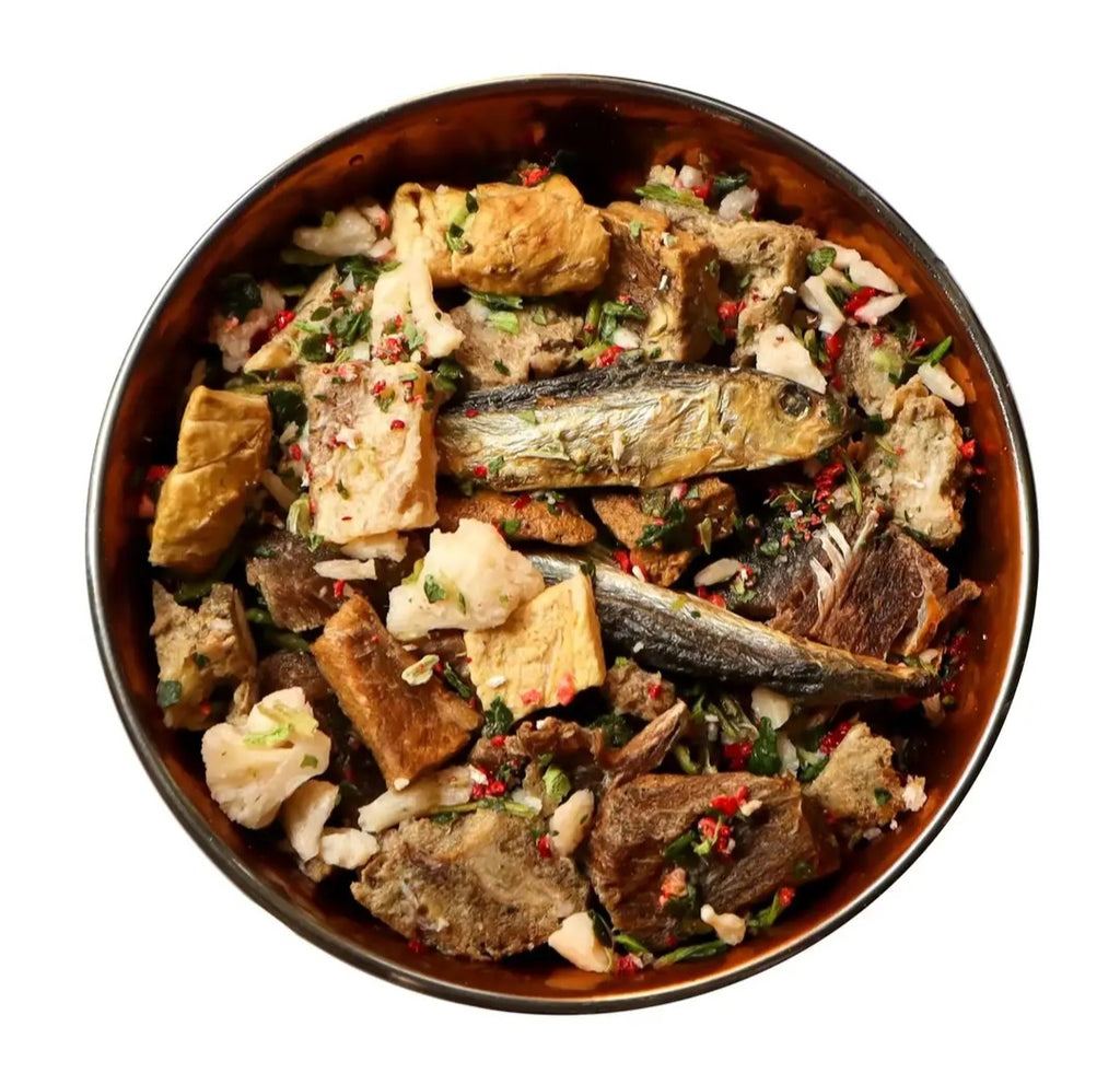Menu Active de BARF Seco - Mistura Tudo em Um de Carne, Peixe, Legumes & Frutas liofilizados